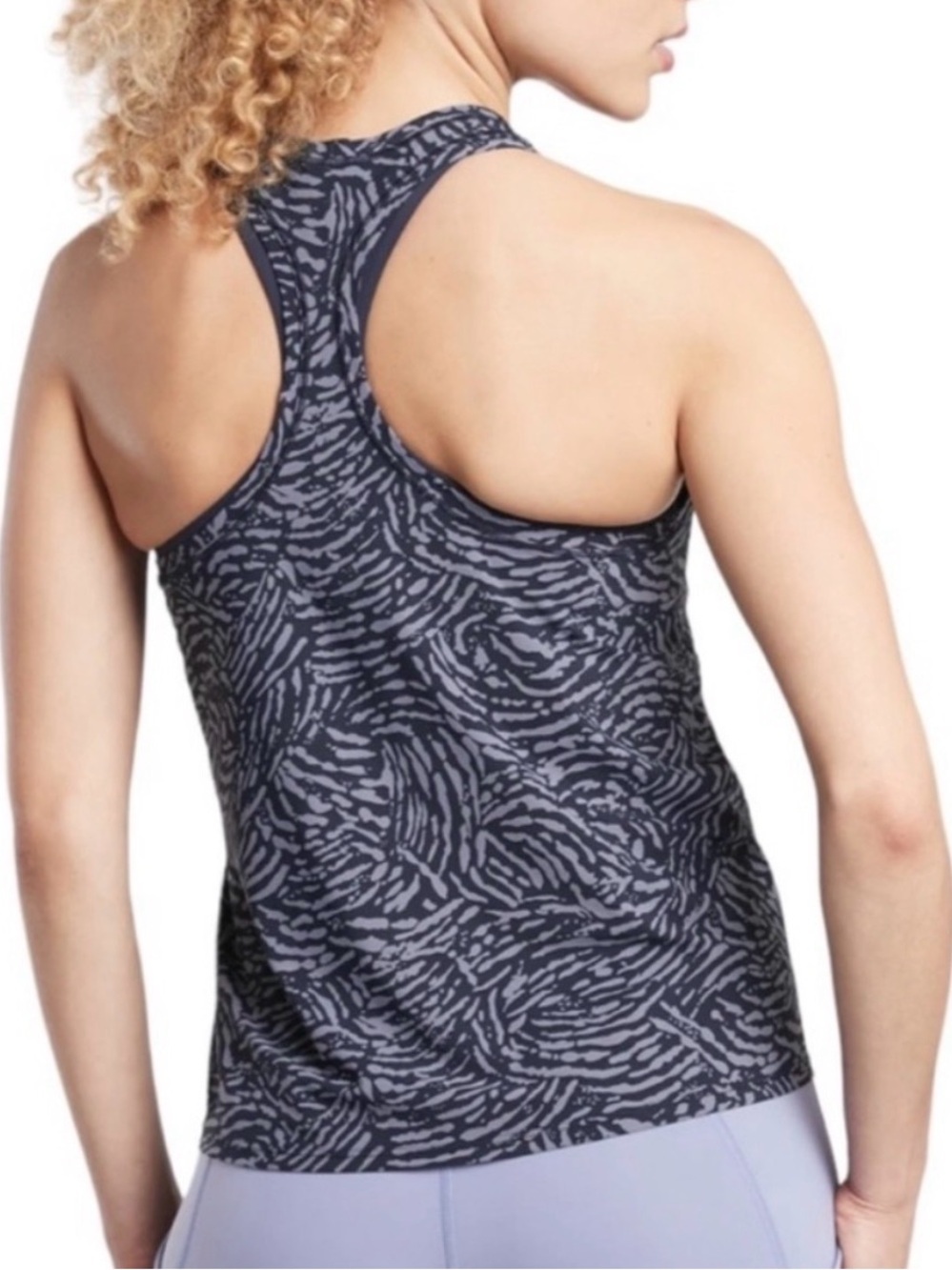 Athleta Ultimate Train Navy and Light Blue Printed Racerback Tank Top - Picture 9 of 9
